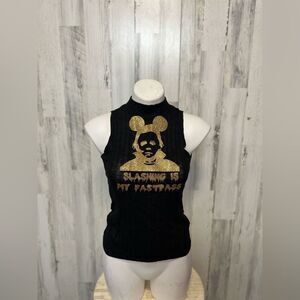 American Dream Black Sleeveless Graphic Tank Top “Slashing Is My Fast Pass” Size